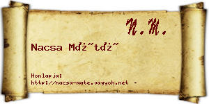 Nacsa Máté névjegykártya